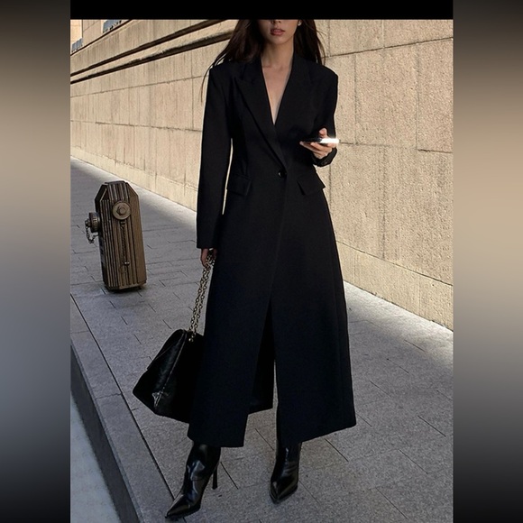 Collar Pocket Long Blazer Coat - Picture 3 of 10